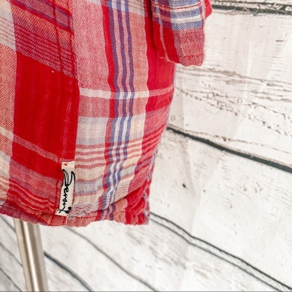 Red plaid Seven7 button down top - Picture 5 of 6